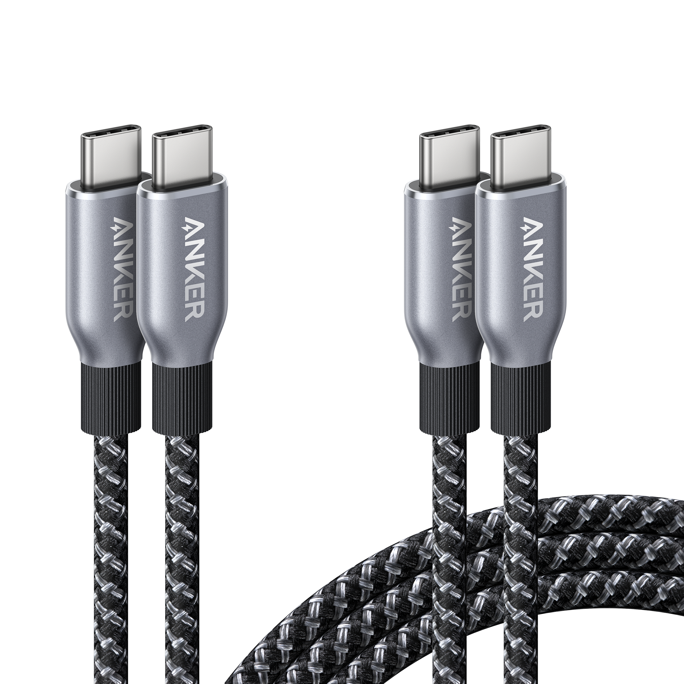 Anker Prime USB-C to USB-C Cable (240W, Upcycled-Braided, 2-Pack) 3 ft × 6 ft