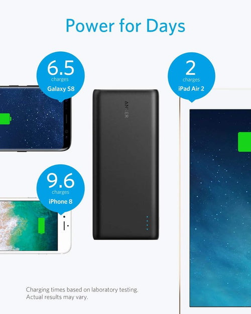 Anker power bank with charging stats for Galaxy S8, iPad Air 2, iPhone 8