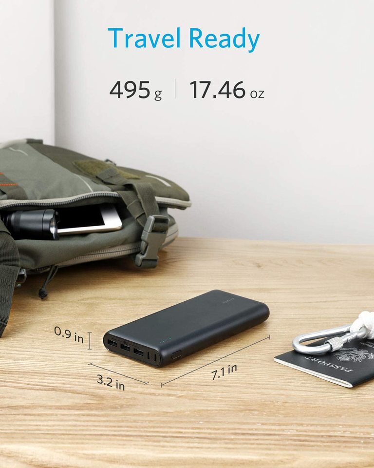 Anker power bank with compact travel size for easy carrying