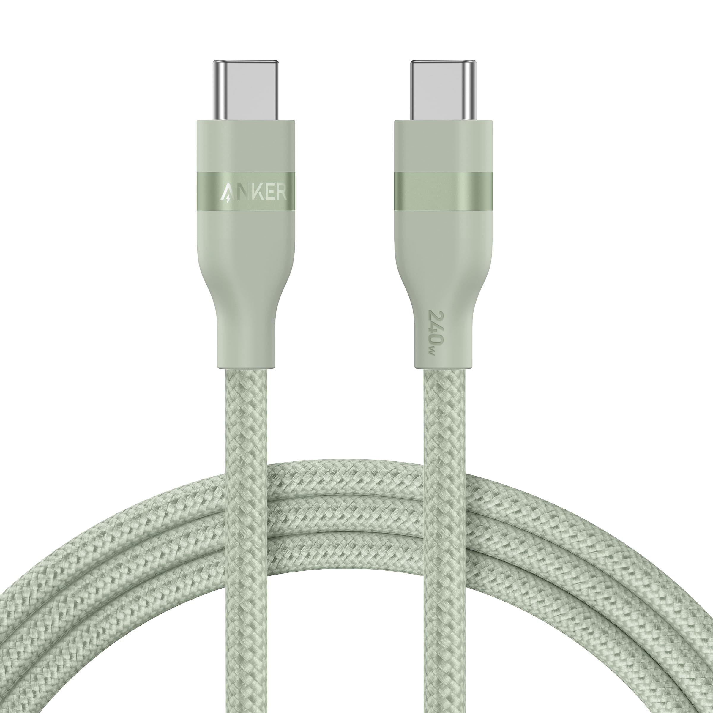 Anker USB-C to USB-C Cable (3 ft / 6 ft, 240W, Upcycled-Braided) 6 ft / Sprout Green