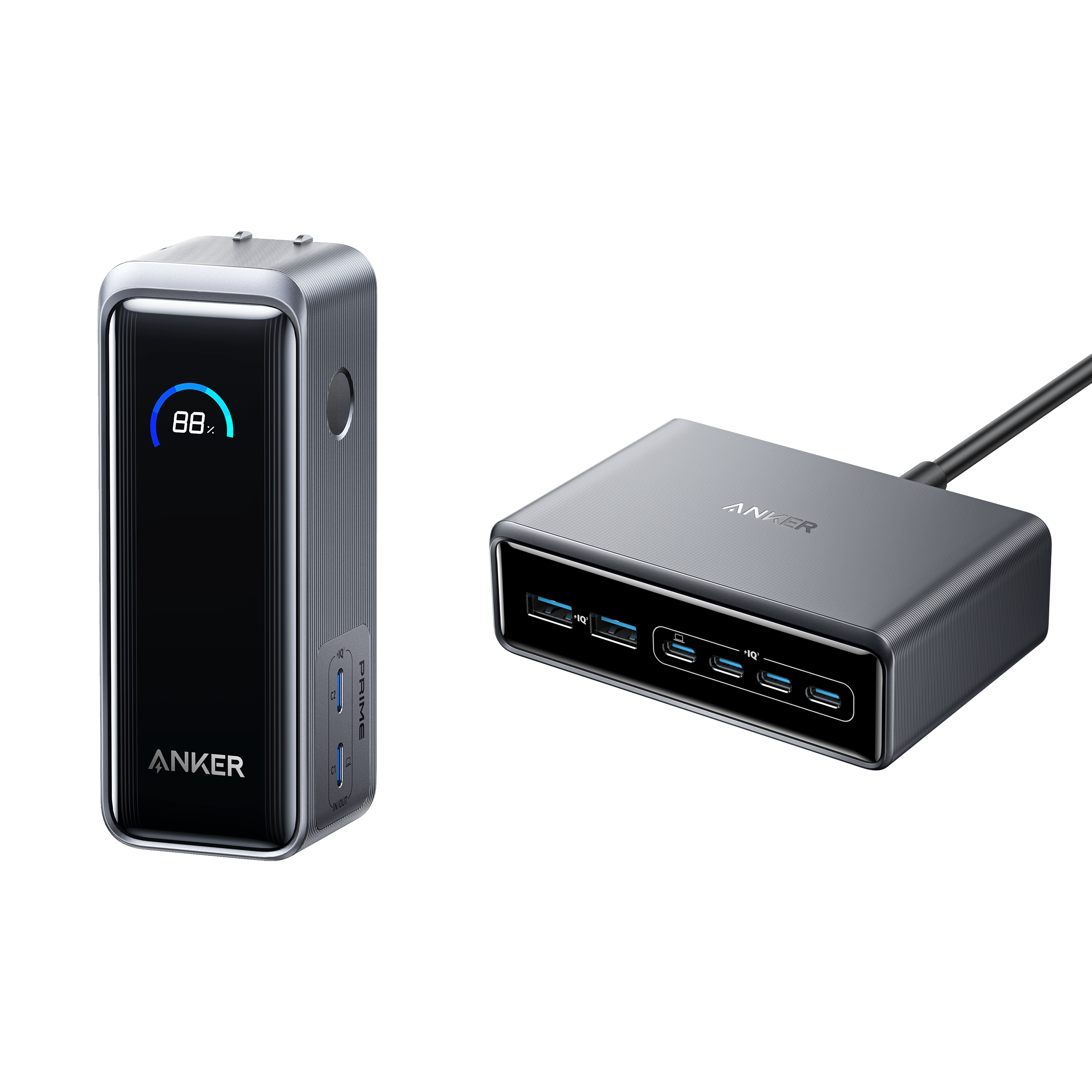 Anker Prime Power Bank (9.6K, 65W, Fusion) and Charger (200W, 6 Ports, GaN)