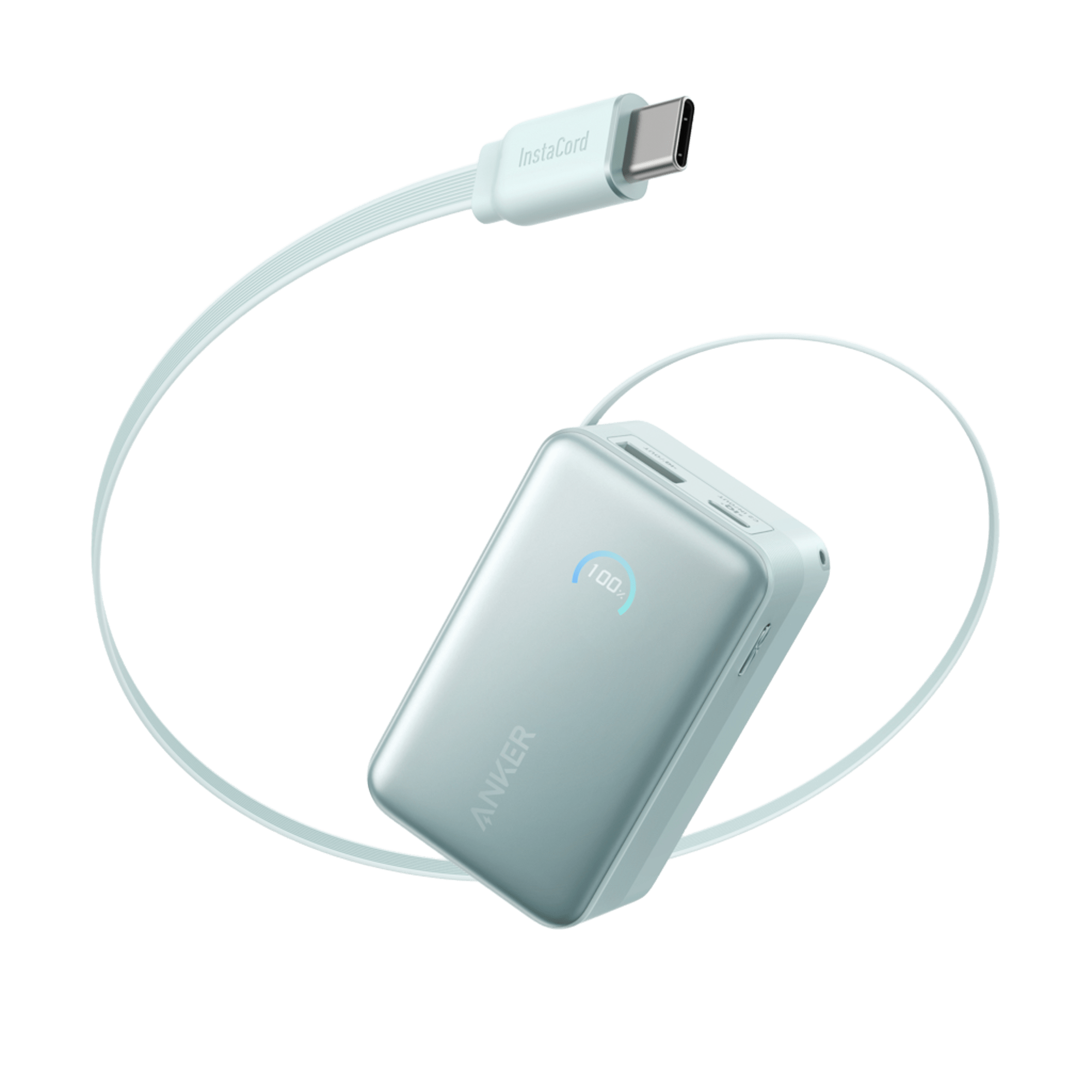 Anker Nano Power Bank (10K, 45W, Built-In Retractable USB-C Cable) Teal Oasis