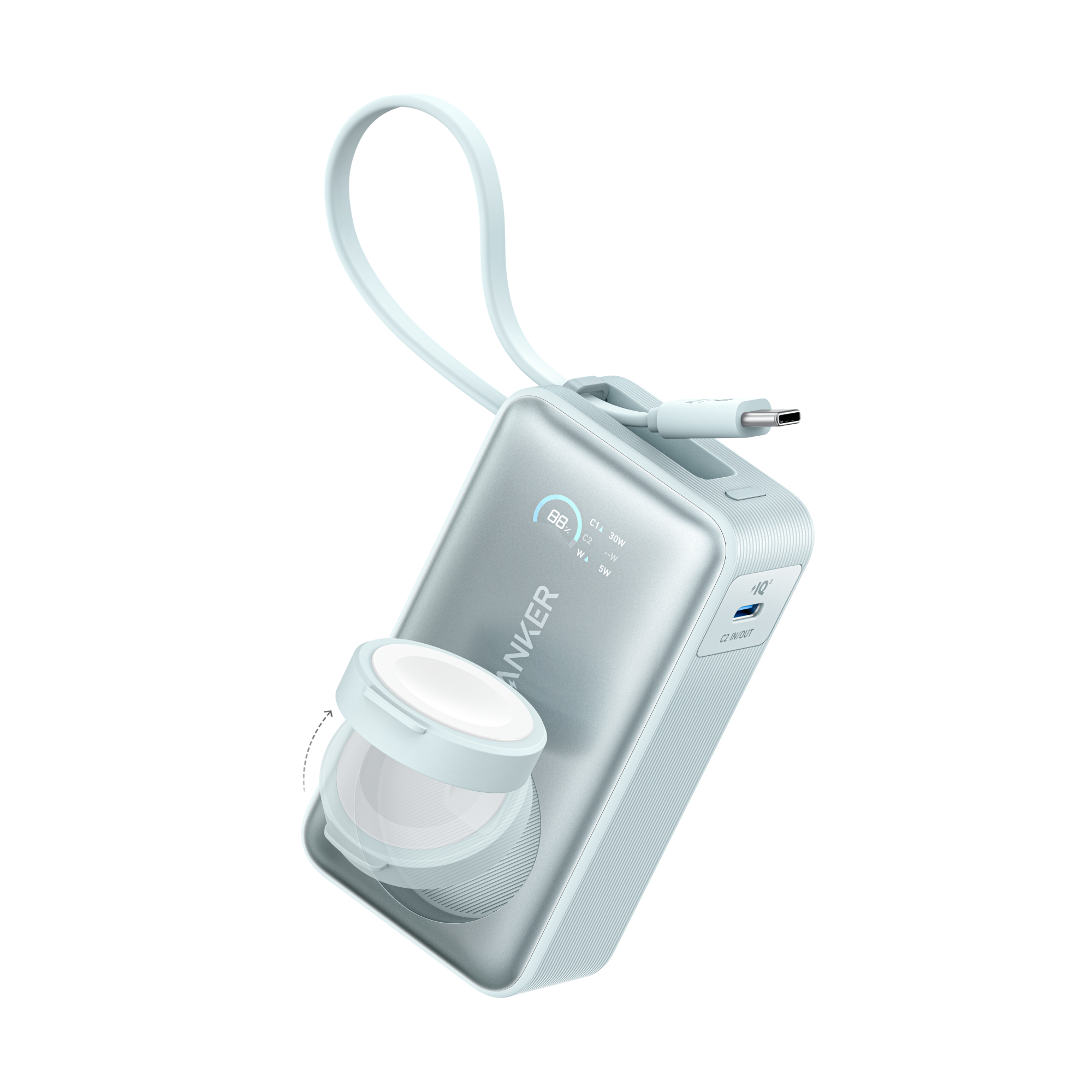 Anker MagGo Power Bank (10K, 35W, For Apple Watch) Teal Oasis