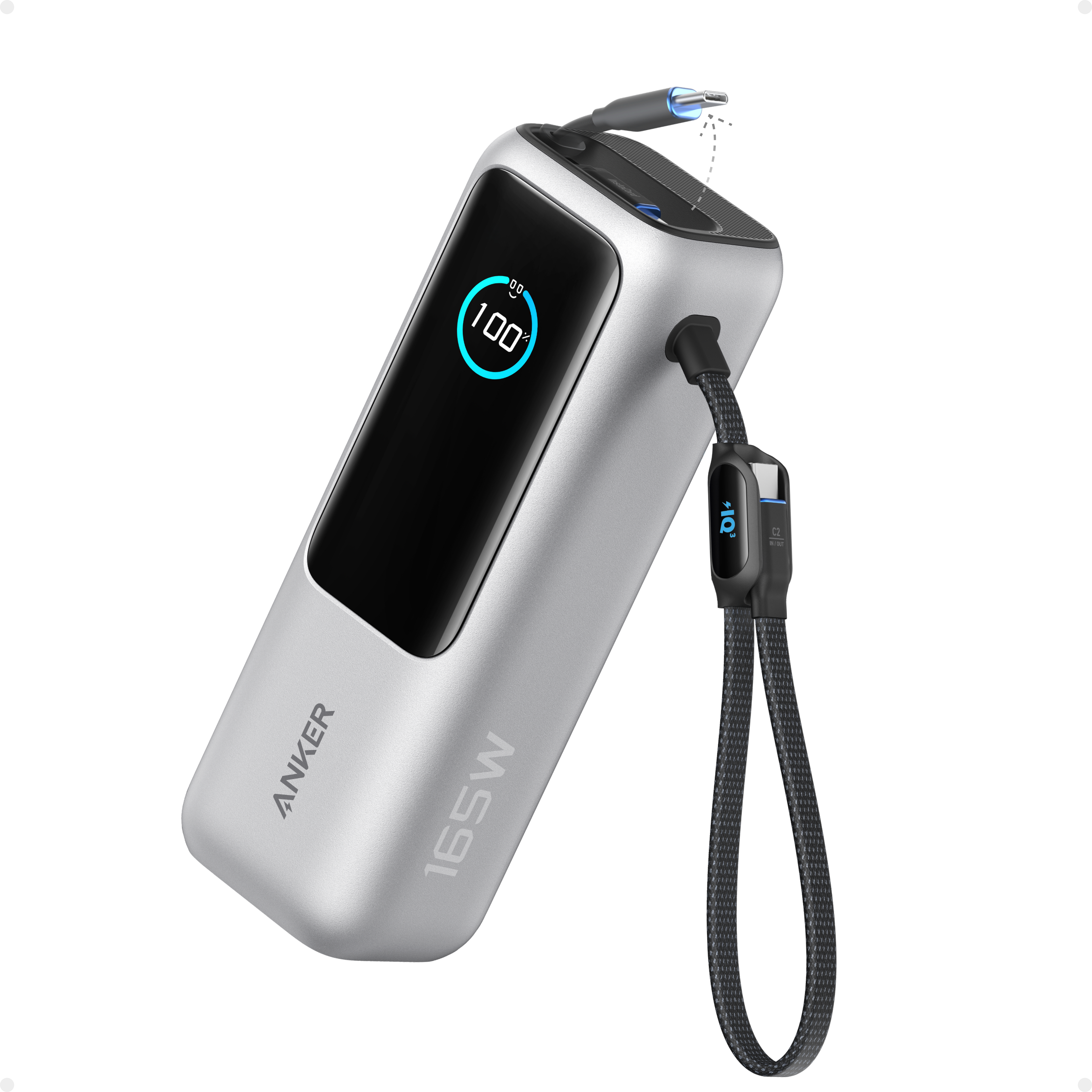 Anker Laptop Power Bank (25K, 165W, Built-In and Retractable Cables) Silver / Power Bank