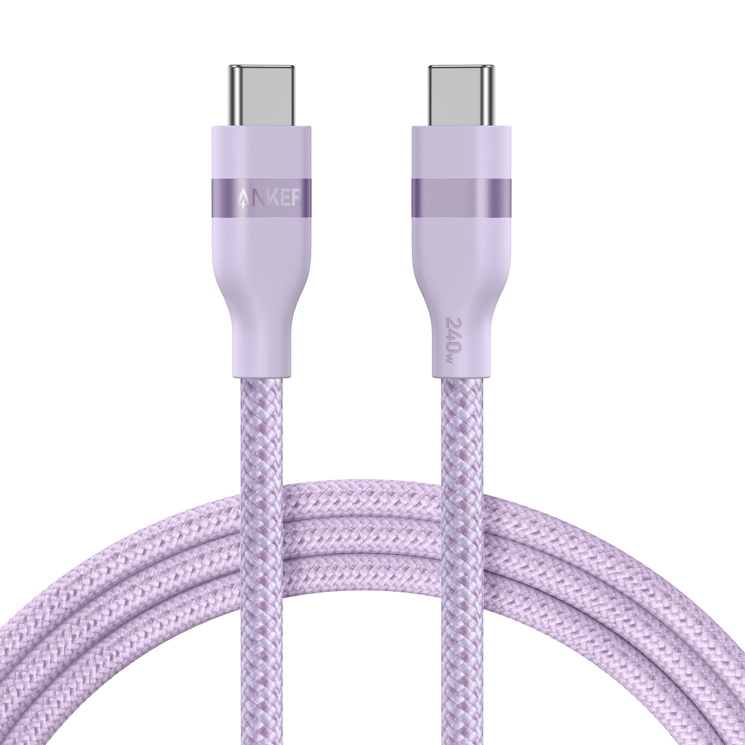 Anker USB-C to USB-C Cable (3 ft / 6 ft, 240W, Upcycled-Braided) 6 ft / Lilac Purple
