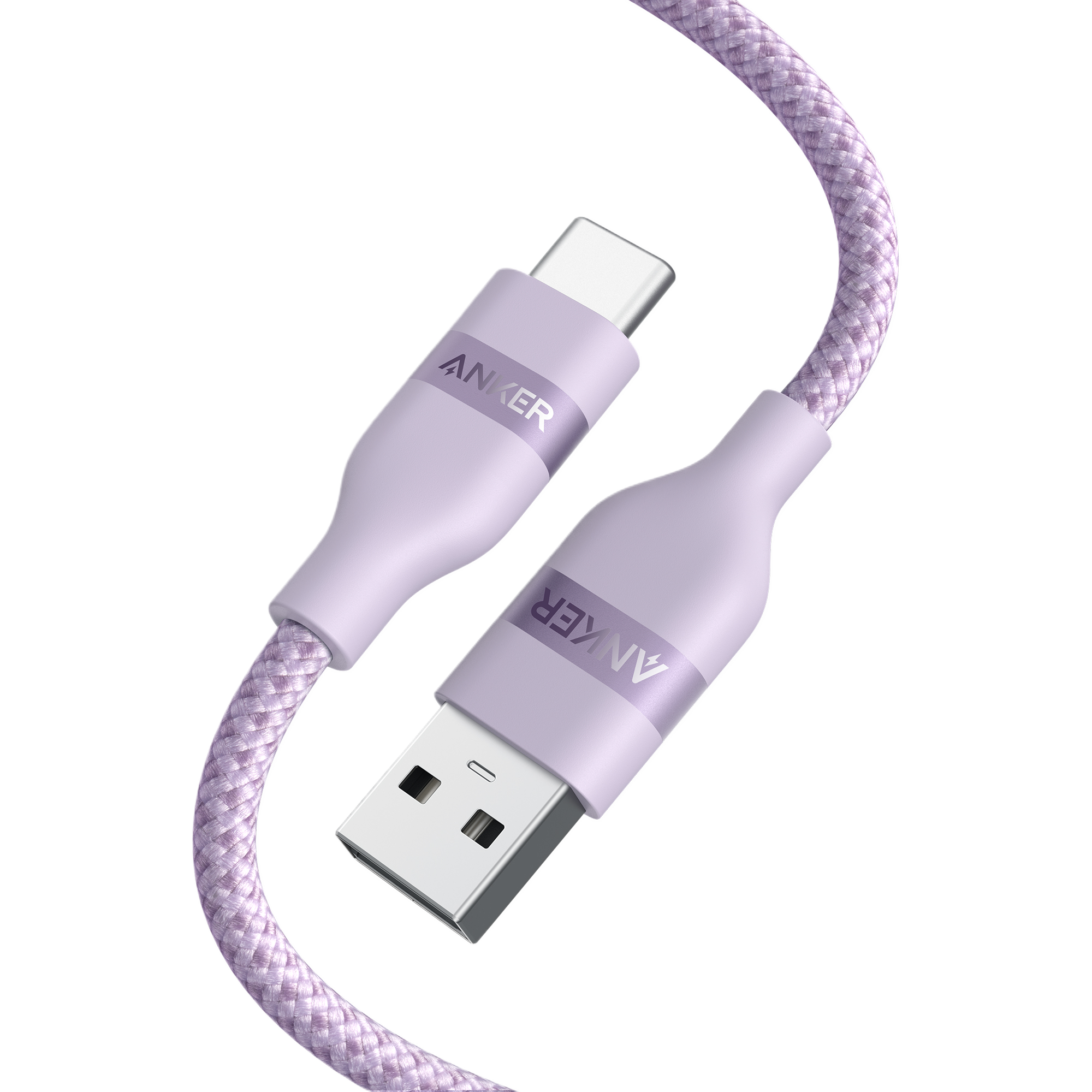 Anker USB-A to USB-C Cable (3 ft/6 ft, Upcycled-Braided) Violet / 3 ft