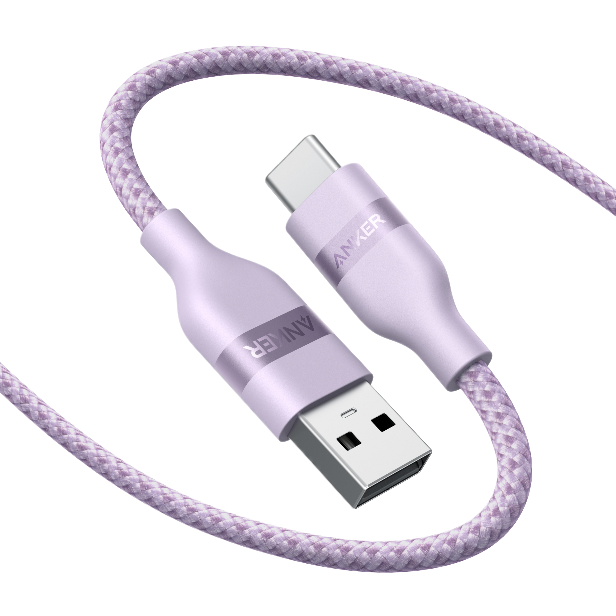 Anker USB-A to USB-C Cable (3 ft/6 ft, Upcycled-Braided) Violet / 6 ft