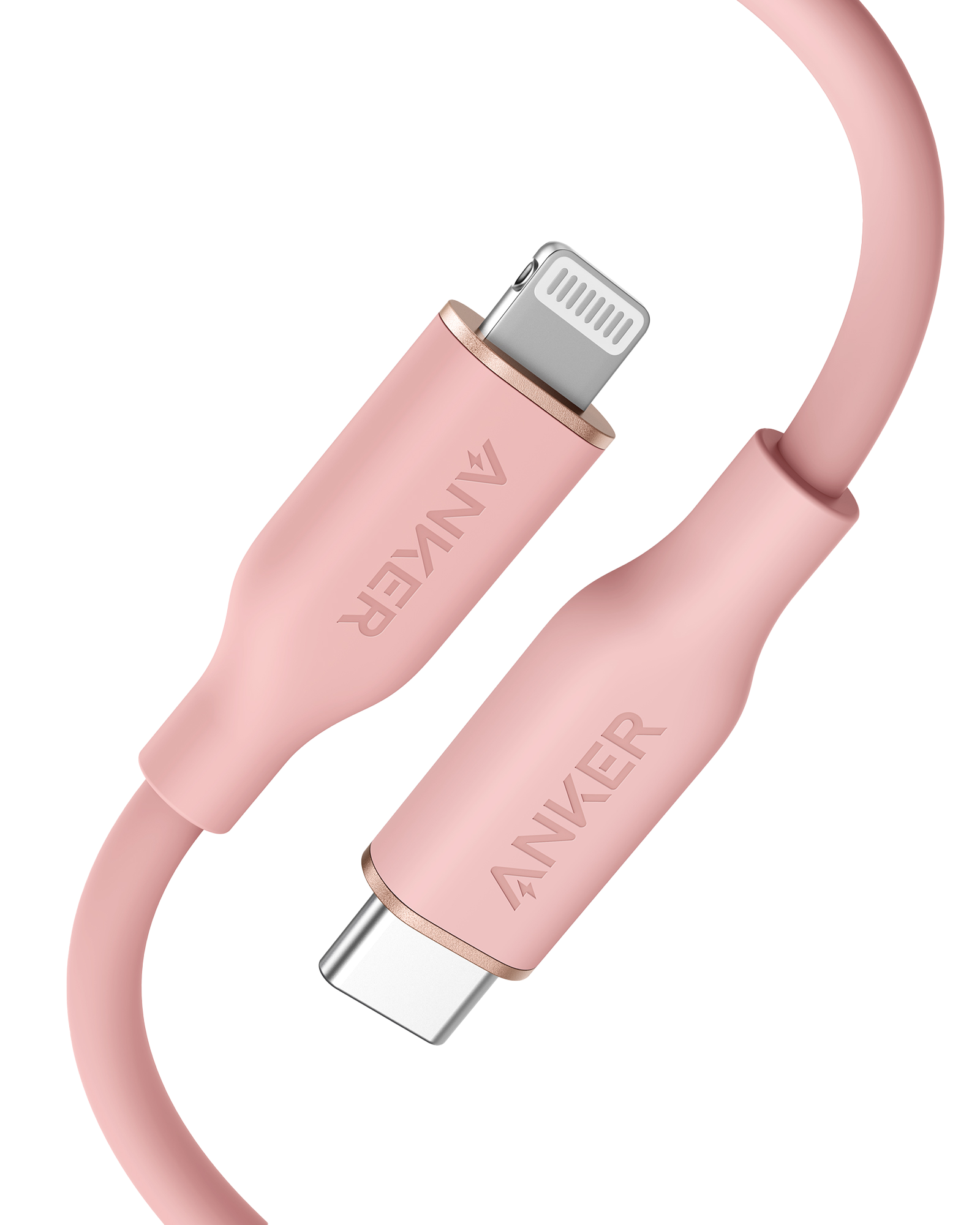 Anker 641 USB-C to Lightning Cable (Flow, 3 ft Silicone) 3ft / Coral Pink