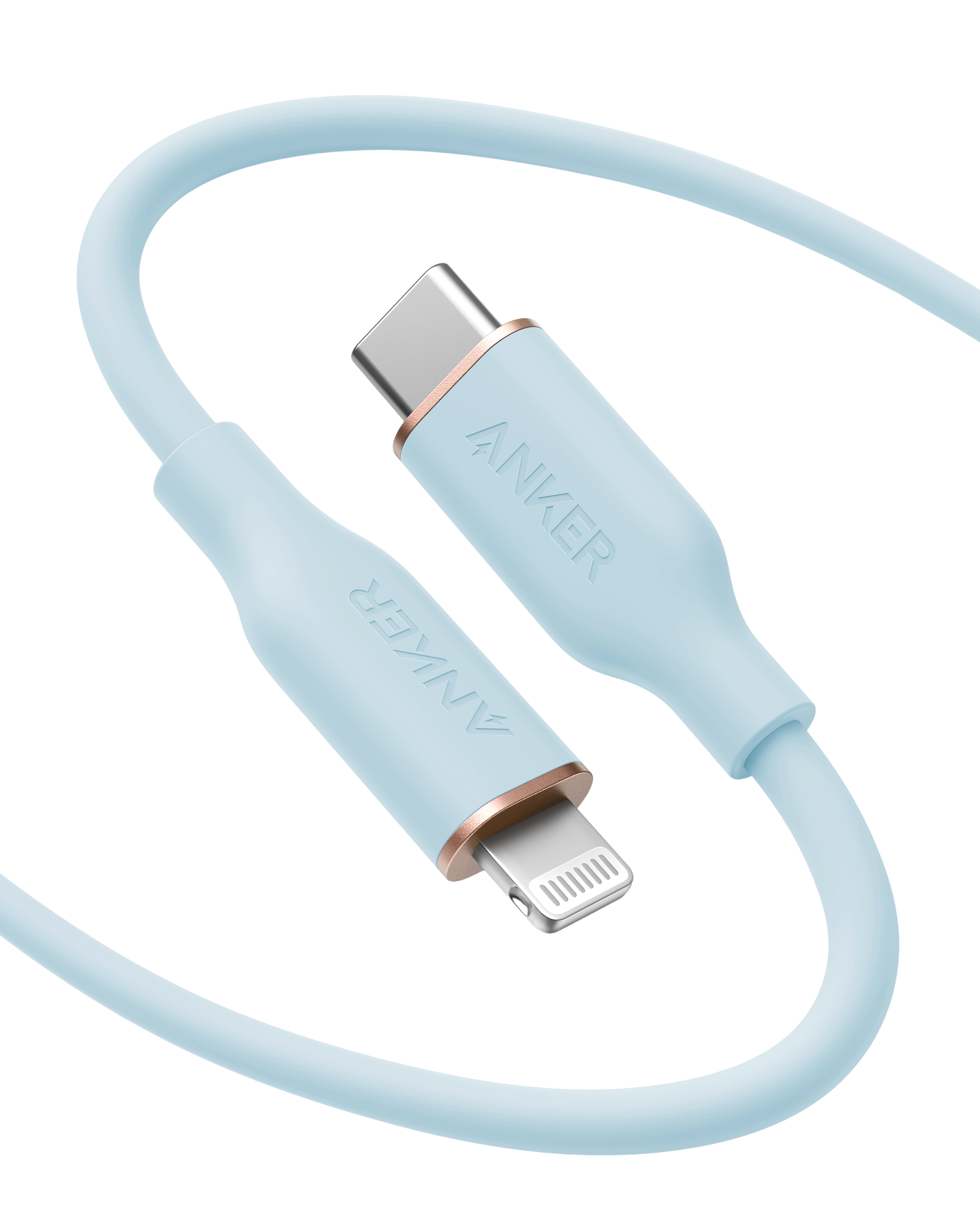 Anker 641 USB-C to Lightning Cable (Flow, Silicone) 6ft / Misty Blue