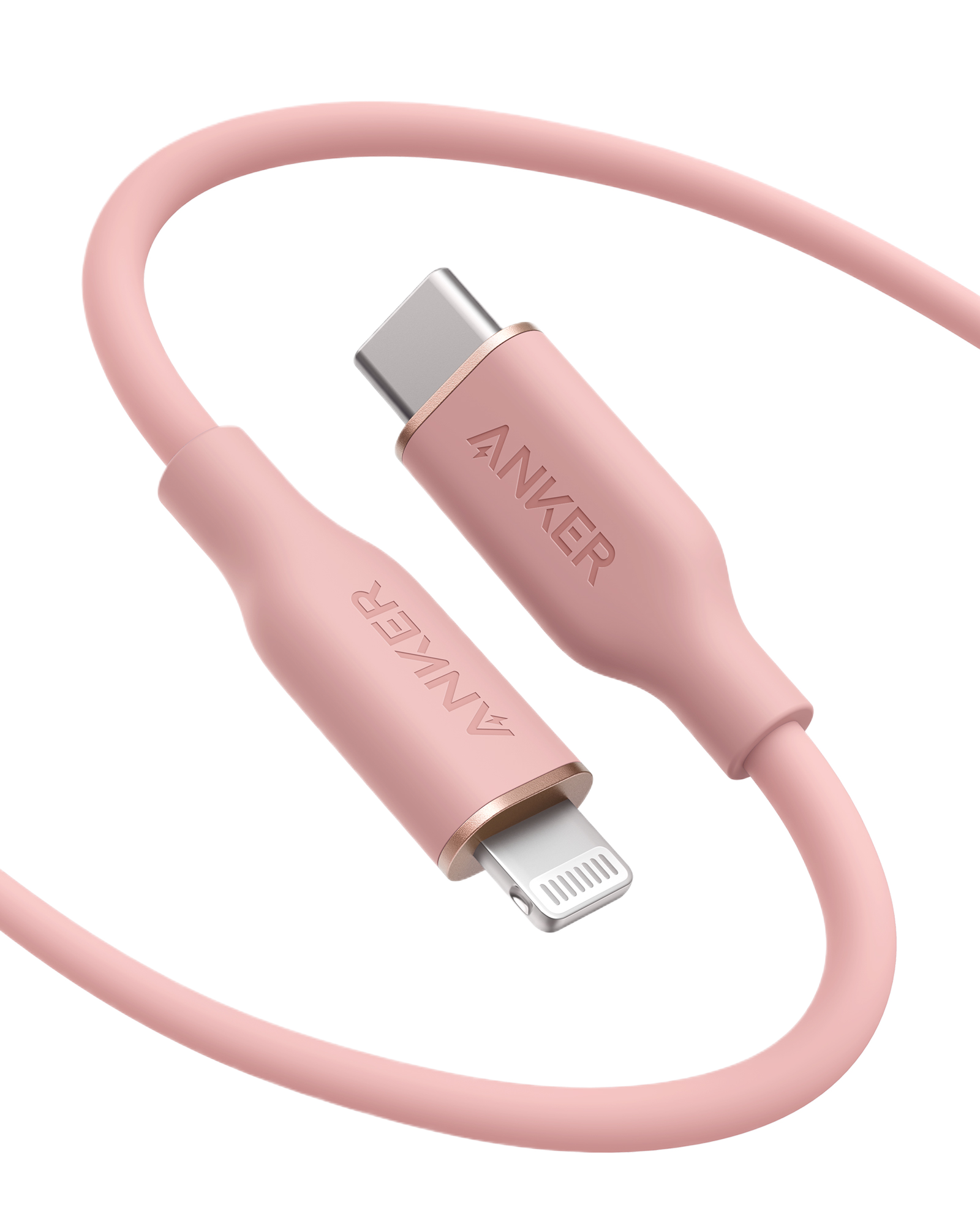 Anker 641 USB-C to Lightning Cable (Flow, 3 ft Silicone) 6ft / Coral Pink