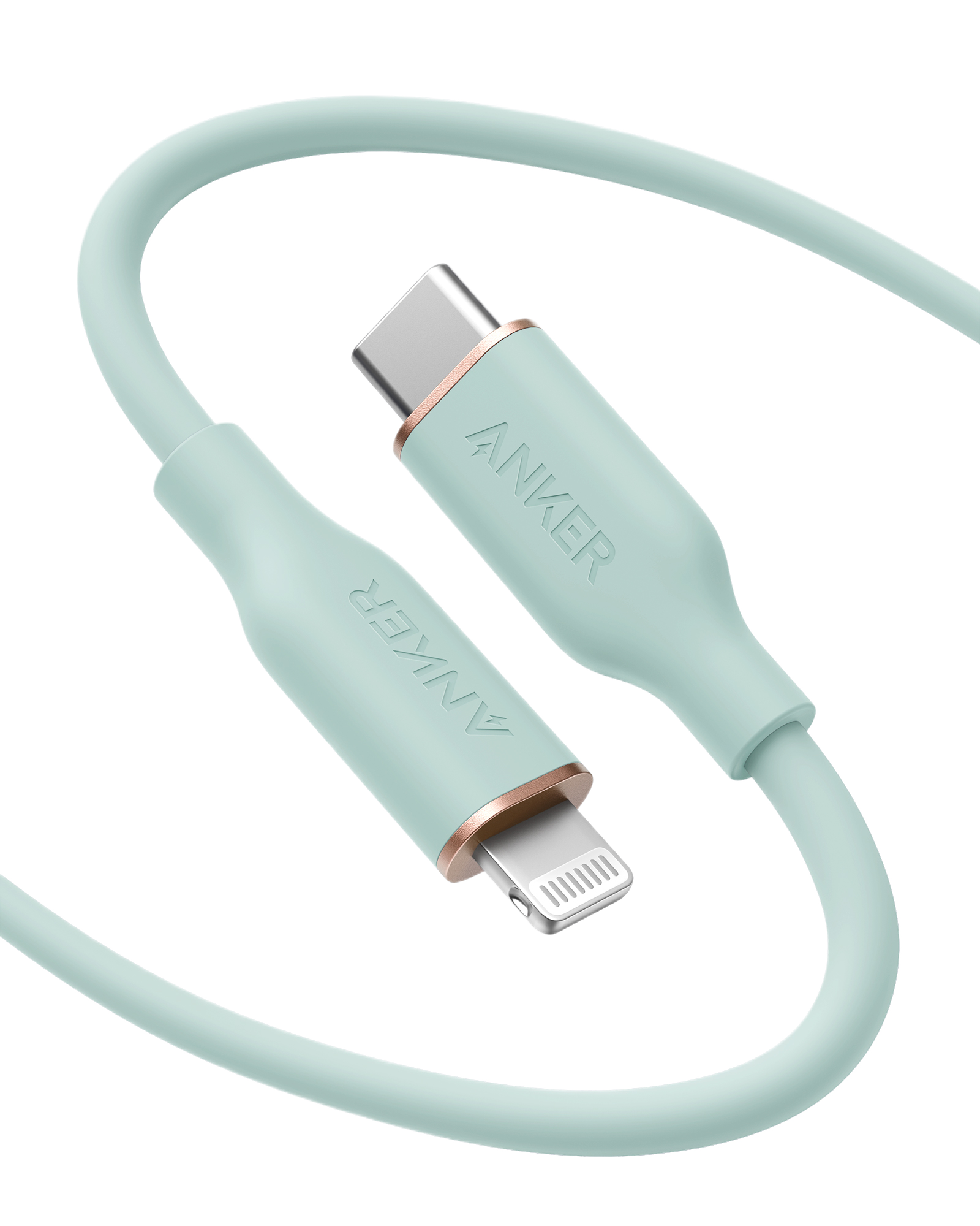Anker 641 USB-C to Lightning Cable (Flow, 3 ft Silicone) 6ft / Mint Green