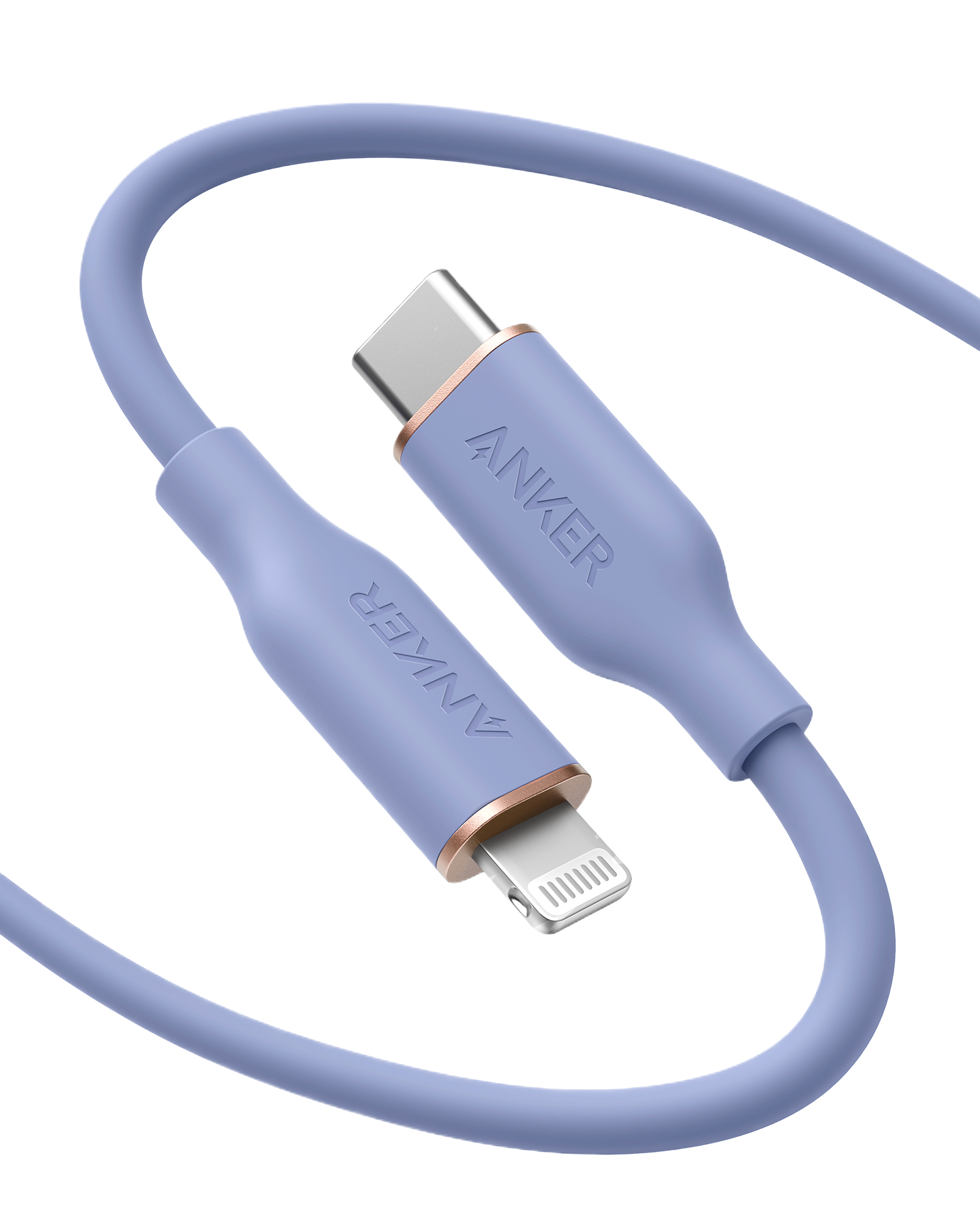 Anker 641 USB-C to Lightning Cable (Flow, 3 ft Silicone) 6ft / Lavender Grey