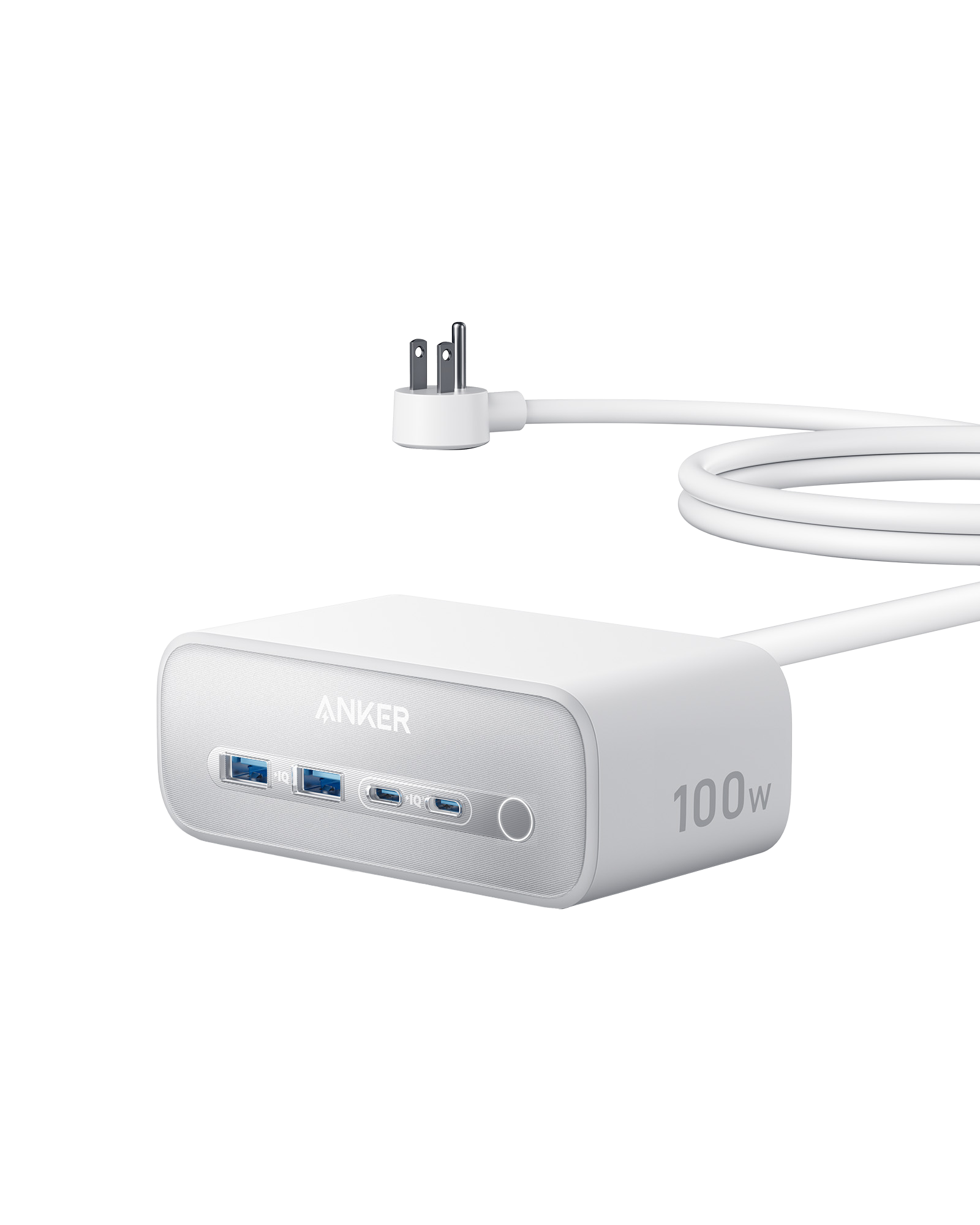 Anker 100W power strip with four ports for fast charging.