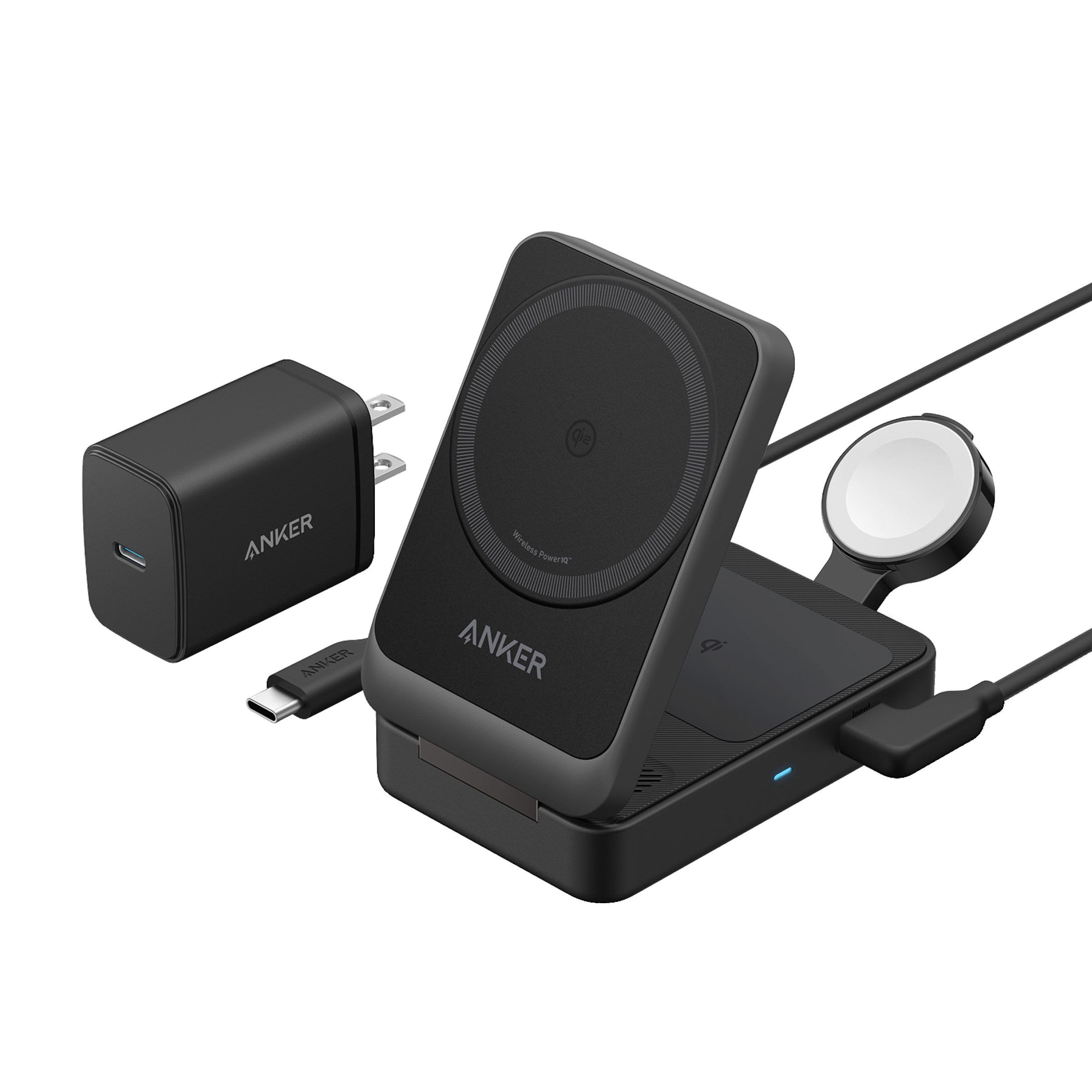 Anker MagGo Wireless Charging Station (Foldable 3-in-1) Black Stone