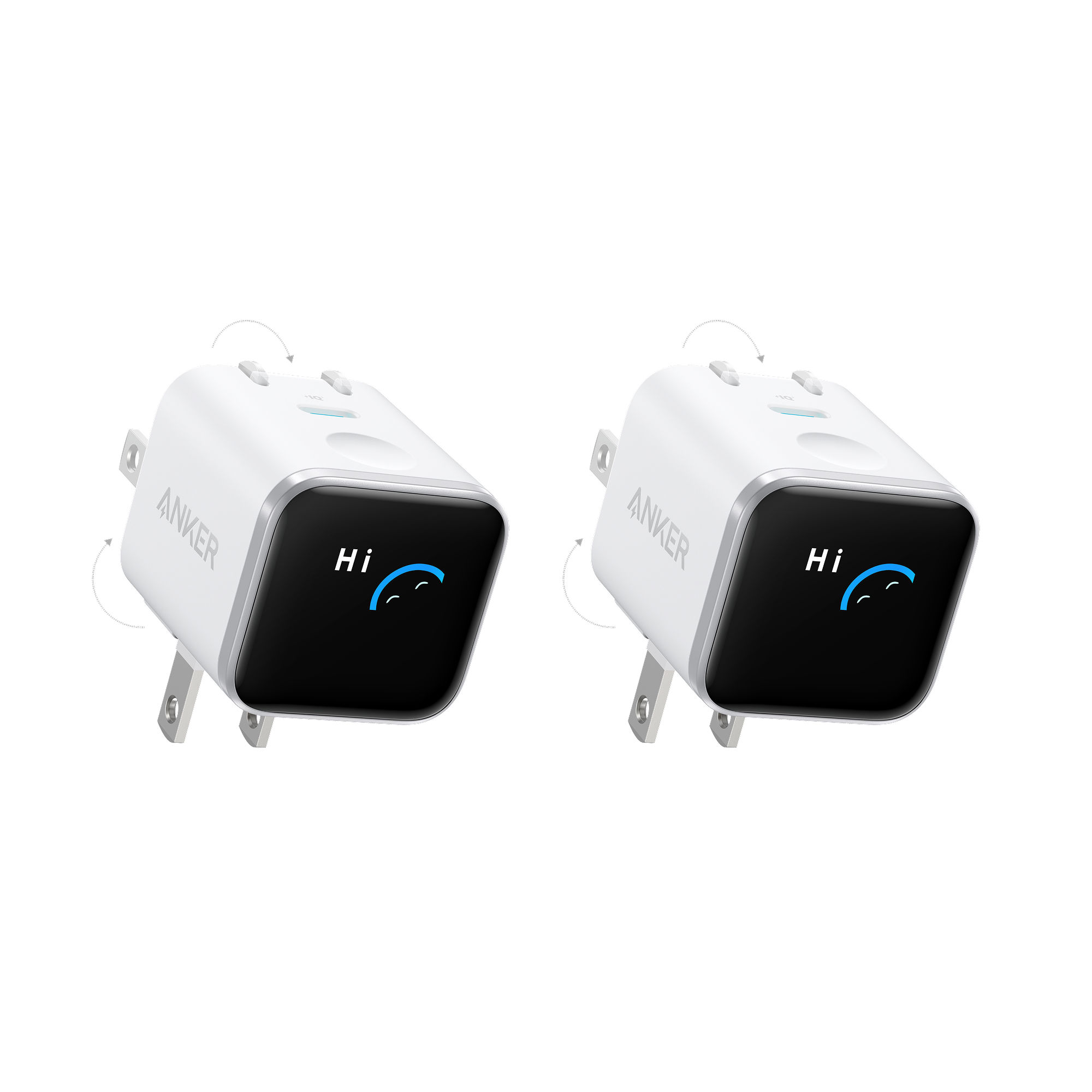 Anker Nano Charger (45W, Smart Display, 180° Foldable) Aurora White | 2-Pack