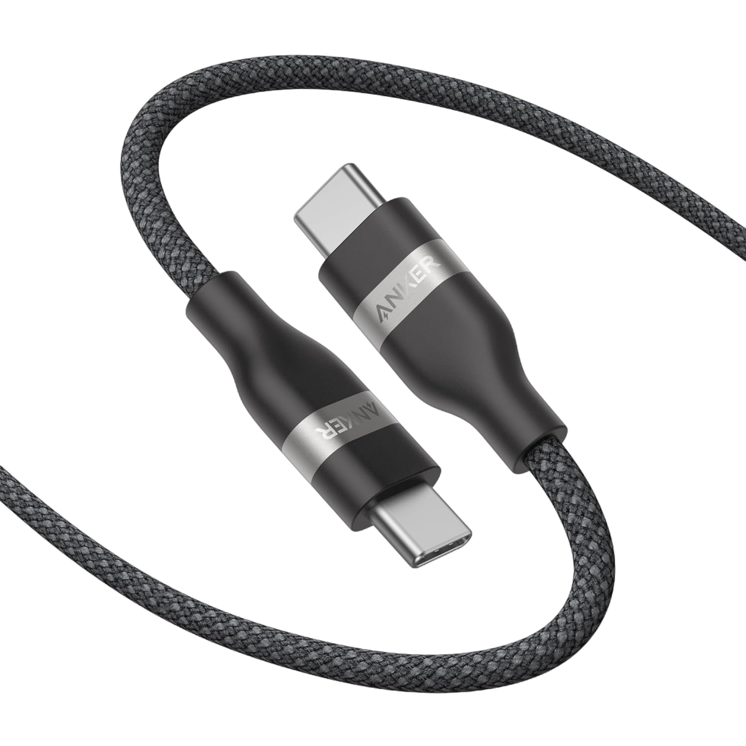 Anker USB-C to USB-C Cable (3 ft / 6 ft, 240W, Upcycled-Braided) 10 ft / Black Stone